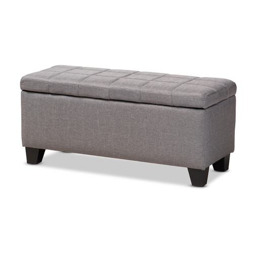 Baxton Studio Fera Modern and Contemporary Gray Fabric Upholstered Storage Ottoman