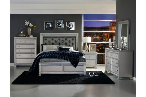 Homelegance Bevelle Collection 4 Piece Bedroom Set in Silver