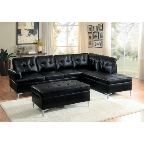 Homelegance Barrington Tufted Sectional Sofa in Black DealBeds