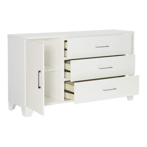 Homelegance Kerren Collection Dresser in White; Open Drawers