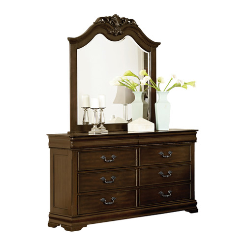 Homelegance Mont Belvieu Dresser & Mirror in Dark Cherry