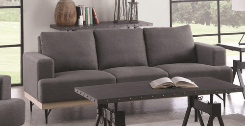 Coaster Kester Collection Contemporary Sofa in Charcoal Grey; Lifestyle