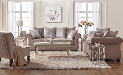 Serta Upholstery Cosmos Collection Loveseat in Putty; Lifestyle