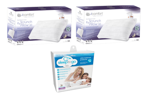 Serta iComfort Scrunch Pillow with Serta Sleep To Go Elite Mattress Protector Bedding Bundle