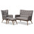 Baxton Studio Waldmann Mid-Century Modern Grey Fabric Upholstered 3-Piece Livingroom Set