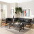 Baxton Studio Shaw Mid-Century Modern Pine Black Faux Leather Walnut Wood 2-Piece Living Room Sofa Set