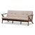 Baxton Studio Bianca Mid-Century Modern Walnut Wood Light Grey Fabric Tufted 3-Seater Sofa