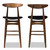 Baxton Studio Flora Mid-Century Modern Black Faux Leather Upholstered Walnut Finished Bar Stool Set