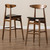 Baxton Studio Flora Mid-Century Modern Black Faux Leather Upholstered Walnut Finished Bar Stool Set