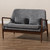 Baxton Studio Carter Mid-Century Modern Walnut Wood Grey Fabric Upholstered 2-seater Loveseat