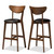 Baxton Studio Eline Mid-Century Modern Black Faux Leather Upholstered Walnut Finished Bar Stool Set