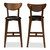 Baxton Studio Eline Mid-Century Modern Black Faux Leather Upholstered Walnut Finished Bar Stool Set