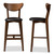 Baxton Studio Eline Mid-Century Modern Black Faux Leather Upholstered Walnut Finished Bar Stool Set