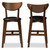 Baxton Studio Eline Mid-Century Modern Black Faux Leather Upholstered Walnut Finished Counter Stool Set