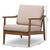 Baxton Studio Venza Mid-Century Modern Walnut Wood Light Brown Fabric Upholstered Lounge Chair