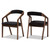 Baxton Studio Wendy Mid-Century Modern Black Velvet and Walnut Medium Brown Wood Finishing Dining Chair Set