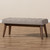 Baxton Studio Elia Mid-Century Modern Walnut Wood Light Grey Fabric Button-Tufted Bench