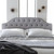 Baxton Studio Windsor Modern and Contemporary Greyish Beige Fabric Upholstered Scalloped Buttoned King Size Headboard