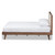 Baxton Studio Soloman Mid-Century Modern Light Beige Fabric and Walnut Brown Finished Wood Platform Bed