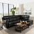 Baxton Studio Roland Modern and Contemporary Black Faux Leather 2-Piece Sectional with Recliner and Storage Chaise
