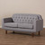 Baxton Studio Virginia Mid-Century Modern Light Grey Fabric Upholstered Walnut Wood Button-Tufted 3-Seater Sofa