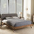 Baxton Studio Penelope Mid-Century Modern Solid Walnut Wood Grey Fabric Upholstered Platform Bed