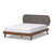 Baxton Studio Penelope Mid-Century Modern Solid Walnut Wood Grey Fabric Upholstered Platform Bed