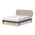 Baxton Studio Penelope Mid-Century Modern Solid Walnut Wood Light Beige Fabric Upholstered Platform Bed