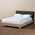 Baxton Studio Adelia Mid-Century Charcoal Grey Whitewash Platform Bed