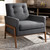 Baxton Studio Perris Mid-Century Modern Dark Grey Fabric Upholstered Walnut Wood Lounge Chair