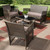 Baxton Studio Valda Modern and Contemporary Brown Fabric Upholstered and Dark Brown Rattan 4-Piece Outdoor Patio Lounge Set