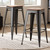 Baxton Studio Henri Vintage Rustic Industrial Style Tolix-Inspired Bamboo and Gun Metal-Finished Steel Stackable Bar Stool  Set