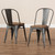 Baxton Studio Henri Vintage Rustic Industrial Style Tolix-Inspired Bamboo and Gun Metal-Finished Steel Stackable Dining Chair Set