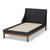 Baxton Studio Louvain Modern and Contemporary Dark Grey Fabric Upholstered Walnut-Finished Platform Bed