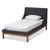 Baxton Studio Louvain Modern and Contemporary Dark Grey Fabric Upholstered Walnut-Finished Platform Bed