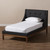 Baxton Studio Louvain Modern and Contemporary Dark Grey Fabric Upholstered Walnut-Finished Platform Bed