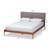 Baxton Studio Aveneil Mid-Century Modern Grey Fabric Upholstered Walnut Finished Platform Bed