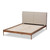 Baxton Studio Aveneil Mid-Century Modern Beige Fabric Upholstered Walnut Finished Platform Bed
