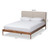 Baxton Studio Aveneil Mid-Century Modern Beige Fabric Upholstered Walnut Finished Platform Bed