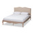 Baxton Studio Campagne French Beige Fabric Upholstered Light Oak-Finished Full Sized Platform Bed