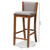 Baxton Studio Tiago Modern and Contemporary Gray Fabric Upholstered Wood Bar Stool Set