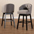 Baxton Studio Theron Transitional Gray Fabric Upholstered Wood Swivel Bar Stool Set