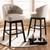 Baxton Studio Theron Transitional Light Beige Fabric Upholstered Wood Swivel Bar Stool Set