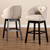 Baxton Studio Theron Transitional Light Beige Fabric Upholstered Wood Swivel Bar Stool Set