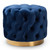 Baxton Studio Valeria Glam Royal Blue Velvet Fabric Upholstered Gold-Finished Button Tufted Ottoman