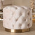 Baxton Studio Valeria Glam Light Beige Velvet Fabric Upholstered Gold-Finished Button Tufted Ottoman