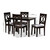 Baxton Studio Lenoir Modern and Contemporary Gray Fabric Upholstered Espresso Brown Finished Wood 5-Piece Dining Set