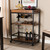 Baxton Studio Cerne Vintage Rustic Industrial Oak Brown and Black Finished Mobile Metal Bar Cart with Wine Bottle Rack