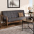 Baxton Studio Larsen Mid-Century Modern Gray Fabric Upholstered Walnut Wood Sofa