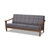 Baxton Studio Larsen Mid-Century Modern Gray Fabric Upholstered Walnut Wood Sofa